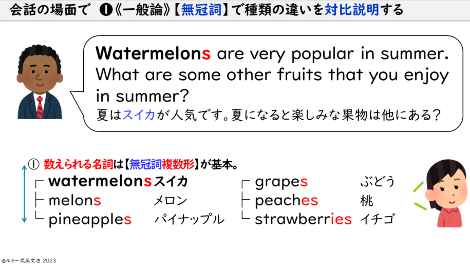 Watermelons are very popular in summer. What are some other fruits that you enjoy in summer?夏はスイカが人気です。夏になると楽しみな果物は他にある？